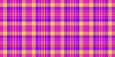 Canlı pembe, mor ve sarı ekose desenli. Tekstil tasarımı, moda ve web sitesi geçmişi için mükemmel. Bu kusursuz doku neşeli ve modern bir estetik sunuyor..