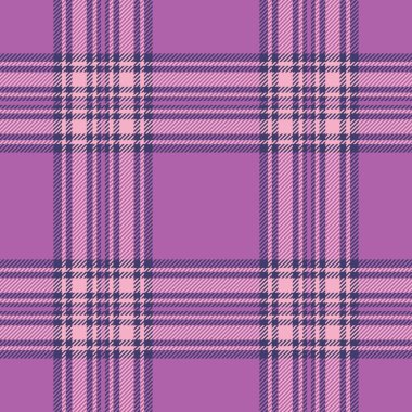 Mat tartan deseni, kumaş vektör dokusunu etkiler. İrlanda tekstil arka planı eflatun ve çivit renk paletinde ekosesiz.