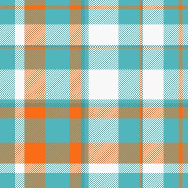 Daisy dikişsiz kumaş, geometrik tekstil dokusunu kontrol ediyor. Tartan desenli ekoseyi cyan ve beyaz renk paletinde parçala.