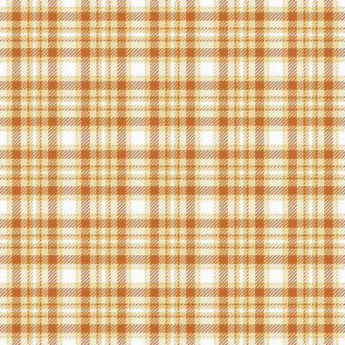 Kusursuz vektör kontrolü, mobilya tekstil kumaşı. Turuncu ve açık renk paleti ile tartan desenli ekose model..
