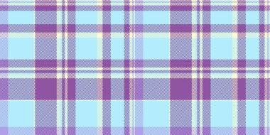 Piknik battaniyesi kumaş vektörünü kontrol et, iyi desenli tartan tekstili. Ana desen ekose arka plan, açık ve mor renklerde pürüzsüz..