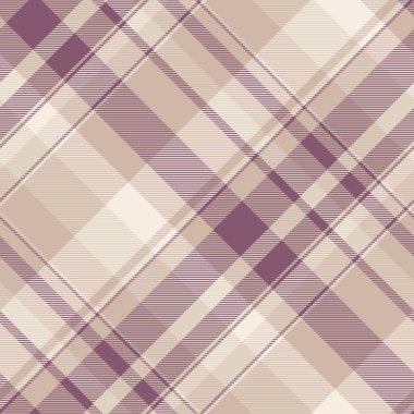Yumuşak bej, leylak ve krem rengi, zarif çapraz ekose desenli. Tekstil tasarımı, moda, web sitesi geçmişi veya ambalaj kağıdı için mükemmel.