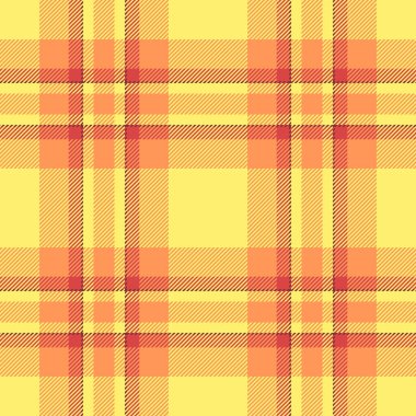 Tişört kumaş taşıyıcı tekstil, ekose ekoseli dikişsiz. Pantolon desen desen kontrol sarı ve turuncu renk paleti.