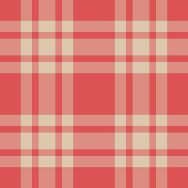 Şebeke vektör ekoseli desen, bulanık tekstil dikişsiz kontrol. Kıvrımlı arka plan kumaş dokusu kırmızı ve açık renk paletinde tartan.