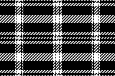 Çocuk dokusu kumaş tartan, sert ekose vektör kontrolü. Siyah ve beyaz renk paletinde seçili tekstil arkaplan deseni.