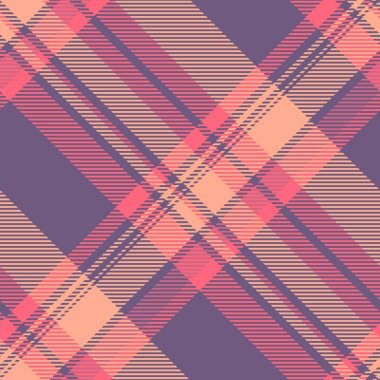 Sonbaharda pürüzsüz arka plan vektörü, zarif desenli kumaş ekose. Pastel ve kırmızı renk paletinde tekstil tartan dokusunu kontrol et.