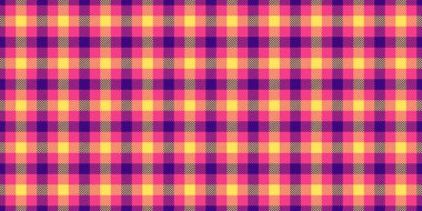 Kare desenli kumaş, arka plan boyalı tartan desenli. Pembe ve mor renk paletinde kusursuz ekose vektör kontrolü.