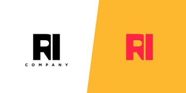 R harfi ve ben, RI logo tasarım şablonu. İlk tabanlı asgari monogram logosu.