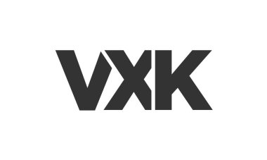 Güçlü ve modern kalın metinli VXK logo tasarım şablonu. Basit ve minimal tipografi içeren ilk tabanlı vektör logosu. Moda şirket kimliği.