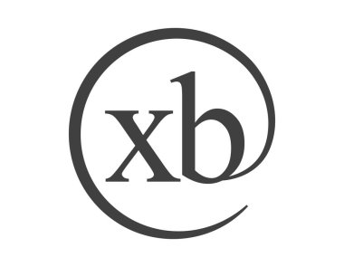 Çember şeklinde e-posta işareti tarzında iki harften XB logosu. X ve B iş şirketlerinin logosu