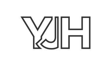 YJH logo tasarım şablonu güçlü ve modern kalın metinlerle. Basit ve minimal tipografi içeren ilk tabanlı vektör logosu. Moda şirket kimliği.