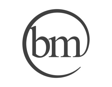 BM logosu, daire şeklinde e-posta işareti tarzında iki harften oluşuyor. İşletme şirketinin B ve M yuvarlak logosu