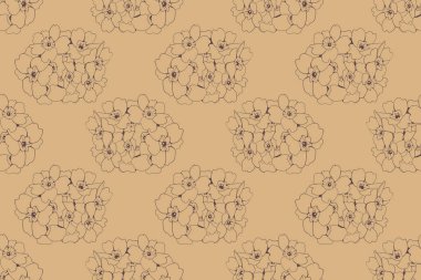 Sepya tonlarında zarif bir çiçek deseni. Özenle çizilmiş çiçek kümelerini içeren tekrarlayan bir tasarım. Tekstil baskıları, duvar kağıdı, ambalaj veya web sitesi geçmişi için mükemmel.
