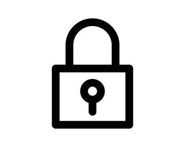 Cesur siyah asma kilit ikonu, güvenlik, mahremiyet ya da web sitesi tasarımı için mükemmel. Temiz, minimalist stil.