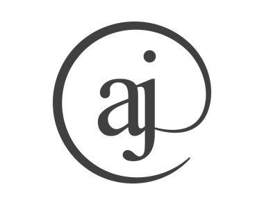 AJ logosu, daire şeklinde e-posta işareti tarzında iki harften oluşuyor. A ve J şirketlerinin logoyu yuvarlamaları