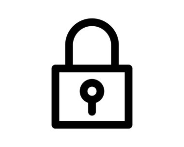 Cesur siyah asma kilit ikonu, güvenlik, mahremiyet ya da web sitesi tasarımı için mükemmel. Temiz, minimalist stil.