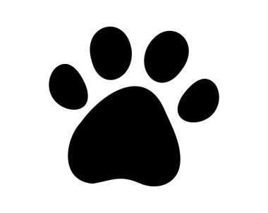 Beyaz arkaplanda koyu siyah pençe izi simgesi. Basit, minimalist tasarım hayvanlarla ilgili web siteleri, logolar, uygulamalar ve sosyal medya için mükemmel.