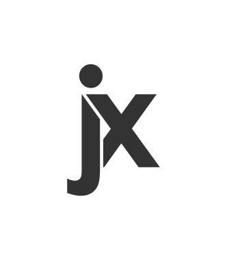 JX yaratıcı geometrik başlangıç tabanlı modern ve minimal logo. Harf j x modayı takip eden yazı tipleri.
