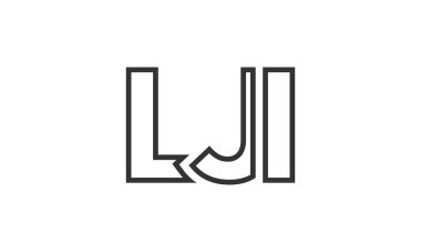 LJI logo tasarım şablonu güçlü ve modern kalın metinlerle. Basit ve minimal tipografi içeren ilk tabanlı vektör logosu. Moda şirket kimliği.