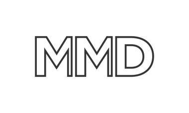 Güçlü ve modern kalın metinli MMD logo tasarım şablonu. Basit ve minimal tipografi içeren ilk tabanlı vektör logosu. Moda şirket kimliği.
