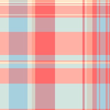 Perili ekose vektör, canlı doku desenli tekstil. Yol arkaplan kumaşı açık ve kırmızı renk paletinde tartanı kontrol et.