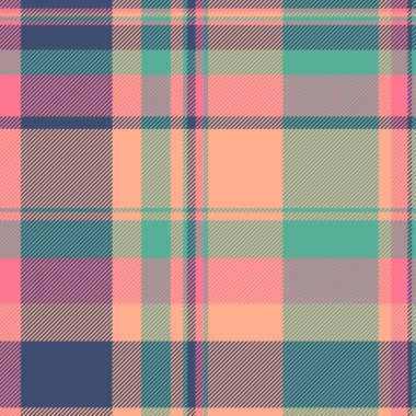 Geleneksel ekose tekstil arka planı, tartan desen vektörü fikri. Döşeme dokusunu turuncu ve gök mavisi renginde işaretle.