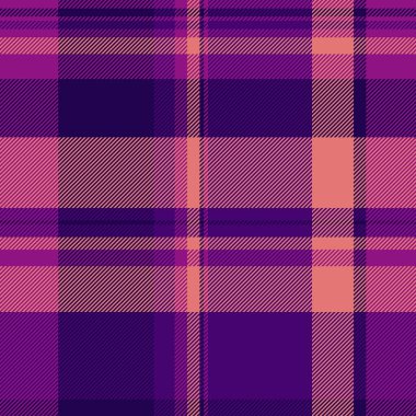 Sevgililer Günü tekstil çeki ekoseli, kumaş kumaş kumaşı depoları. Menekşe ve kırmızı renk paletinde desensiz doku vektörünü davet et.