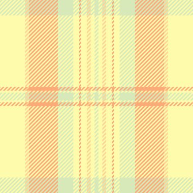 Tişört kontrolü kusursuz, platform dokusu ekoseli. 2024 kumaş kumaş tartan vektörü sarı ve turuncu renk paleti.
