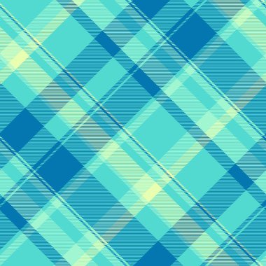 Doğum günü kumaşı arka plan tekstili, noel kartı ekose kumaş çeki. Gök mavisi ve cyan renk paletinde pürüzsüz vektör dokusu.