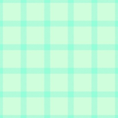 Kare vektör tekstil arka planı, süslü kumaş kumaş kumaşı. Nane ve açık renk paletinde kraliyet aralıksız desenli ekoseli desen.