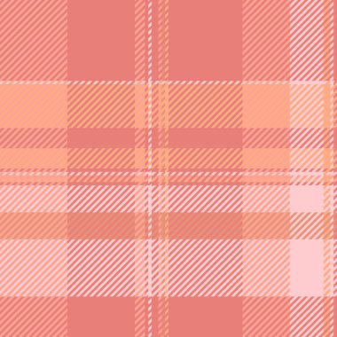 Yetenekli tartan dokusu vektörü, kapalı alanda kumaşı kusursuz kontrol et. Kırmızı ve açık renk paletinde yorgan desenli ekose arka plan tekstili.