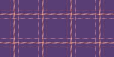 Ekose ekoseli, reklamcı desenli tartan desenli. Eflatun ve somon rengi palette rüya gibi tekstil arka plan kumaşı.