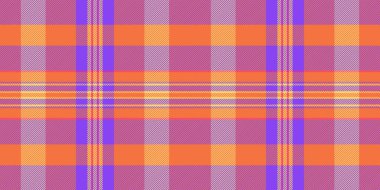 Sanat tekstil arkaplan dokusu, resmi kumaş taşıyıcı tartan. Giyim desensiz, mor ve turuncu renk paletinde ekoseli..
