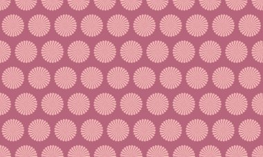 Leylak arkaplanda pembe güneş patlaması dairelerinin zarif ve tekrarlayan deseni. İnternet sitesi geçmişi, tekstil tasarımları ya da kırtasiye malzemeleri için mükemmel. Sakin ve sofistike duygular uyandırır..