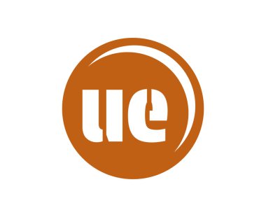 Spor amblemi ya da takım logosu. Top atölyesi, spor şirketi, eğitim ve kulüp rozeti için U ve E harflerinin kombinasyonlu top logosu..
