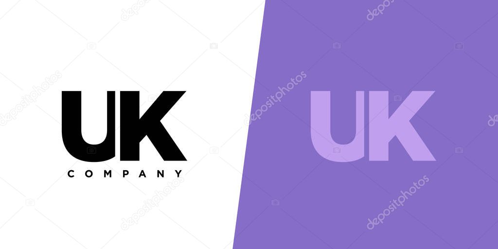 Letter U and K, UK logo design template. Minimal monogram initial based logotype.