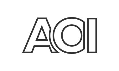 Güçlü ve modern kalın metinli AOI logo tasarım şablonu. Basit ve minimal tipografi içeren ilk tabanlı vektör logosu. Moda şirket kimliği.