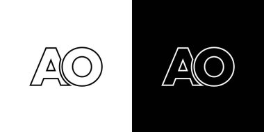 Moda harfi A ve O, AO logo tasarım şablonu. Şirket kimliği için asgari monogram tabanlı logotype.