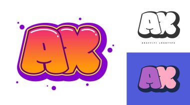 Festival ya da parti için AX logo tasarımı. Graffiti tarzında ilk harf A ve X. Yazı tipi tipografisinin yaratıcı modern harfleri. Çocukların trend logoti ya da kimliği.