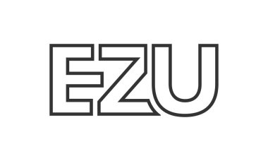 EZU logo tasarım şablonu güçlü ve modern kalın metinlerle. Basit ve minimal tipografi içeren ilk tabanlı vektör logosu. Moda şirket kimliği.