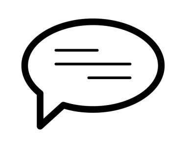 Metin satırlı cesur konuşma balonu simgesi. İnternet siteleri, uygulamalar ve sunumlar için mükemmel. Temiz ve modern bir iletişim sembolü gerekiyor..