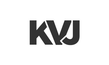 KVJ logo tasarım şablonu güçlü ve modern kalın metin ile. Basit ve minimal tipografi içeren ilk tabanlı vektör logosu. Moda şirket kimliği.
