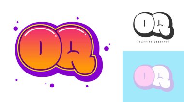 Festival ya da parti için OQ logo tasarımı. Graffiti tarzında ilk harf o ve q. Yazı tipi tipografisinin yaratıcı modern harfleri. Çocukların trend logoti ya da kimliği.