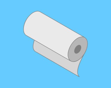 Açık mavi bir arka planda bir rulo kağıdın tertemiz, minimalist çizimi. Basitlik, organizasyon veya yeni başlangıçlarla ilgili kavramlar için mükemmel.