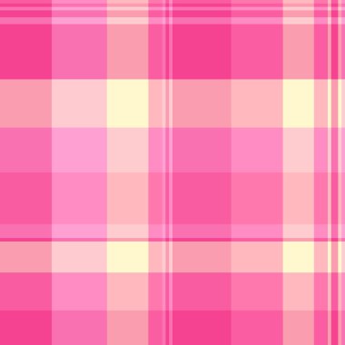 Tarz dokusu, tekstil arka planı, tekrarlayan kumaş dikişsiz ekose. Peçete vektör desenli tartan kontrolü pembe ve kırmızı renk paletinde.