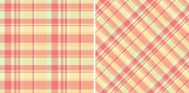 Pastel ekose desenler. Yumuşak şeftali, mercan ve nane yeşili iki dikişsiz doku. Tekstil tasarımı, moda, hatıra defteri, web sitesi geçmişi ve daha fazlası için mükemmel..