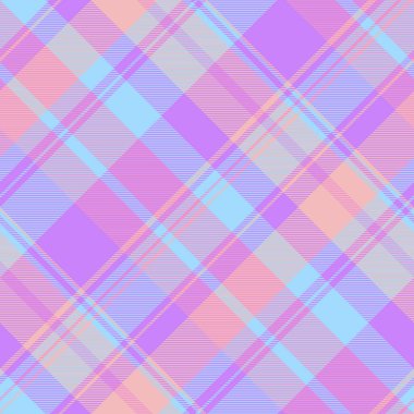 Yumuşak pembe, mor ve mavi renkte pasteltonlu ekoseli desen. Geçmiş, tekstil ve markalaşma projeleri için ideal neşeli, modern bir tasarım..