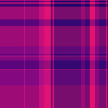 Tekstil ekoseli vektör çizimi, desen desenli tartan dekorasyonu. Nostalji kumaş arka plan deseni pembe ve morumsu renklerde pürüzsüzdür..