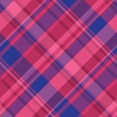 Canlı pembe ve mor ekose desenli. Moda, tekstil veya web sitesi geçmişi için mükemmel bir köşegen kontrol tasarımı.