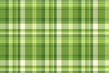 Bahar kontrolü kusursuz vektör, hippi kumaşlı kumaş kumaş tekstili. Yeşil ve kireç rengi palette kraliyet ekoseli arkaplan deseni.